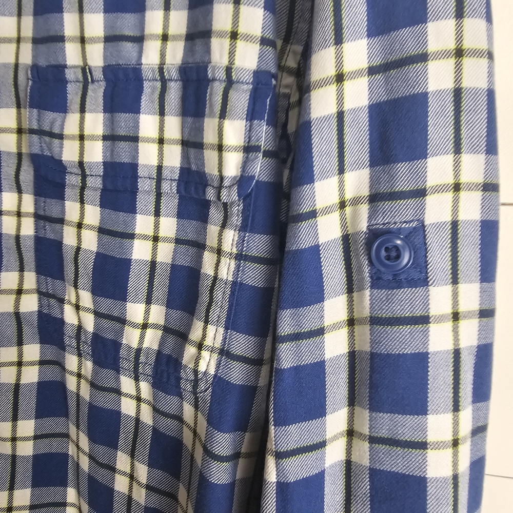 Duluth Trading Co Blue White Plaid Button Down Work Shirt Gusseted Pits Size XL - Picture 8 of 8